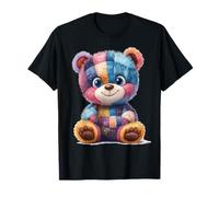 Cute Vintage Teddybear in Patch Work Splash Colours Kids T-Shirt
