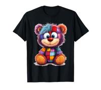 Cute Vintage Teddybear in Patch Work Splash Colours Kids T-Shirt