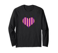 Cute Violet and Peach Vertical Stripes Pattern Minimalist Long Sleeve T-Shirt