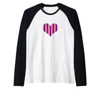 Cute Violet and Peach Vertical Stripes Pattern Minimalist Raglan Baseball Tee