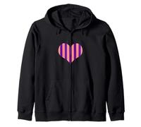 Cute Violet and Peach Vertical Stripes Pattern Minimalist Zip Hoodie