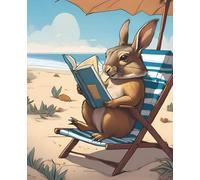 Cute Viscacha Reading A Book On The Beach | Notebook: Funny Rabbit Animal notepad | 110 pages, ruled, 7.5"x9.25"