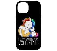 Cute Volleyball Unicorn I Just Wanna Play Volleyball Case for iPhone 14