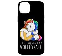 Cute Volleyball Unicorn I Just Wanna Play Volleyball Case for iPhone 14 Plus