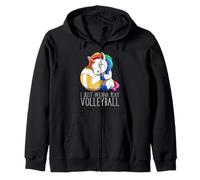 Cute Volleyball Unicorn I Just Wanna Play Volleyball Zip Hoodie