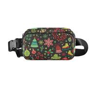 Cute Waist Bag Fanny Pack Christmas Fir Tree Cookie Berry Red Green Women Men Teens Waterproof Belt Bag with Adjustable Strap for Travel Running Hiking, Christmas Fir Tree Cookie Berry Red Green, One