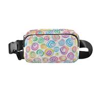 Cute Waist Bag Fanny Pack Unisex Adults Colorful Swirls Cartoon Candy Lollipops Small Crossbody Sling Bag with Adjustable Strap for Shopping Sports Work, Colorful swirls cartoon candy lollipops, 8" x