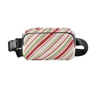 Cute Waist Bag Fanny Pack Women Men Adults Merry Christmas Holiday Red Green Lines Large Capacity Zipper Fanny Pack Sling Bag with Adjustable Strap for Workout Running Hiking, Merry Christmas