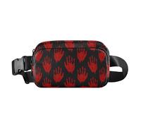 Cute Waist Bag Fanny Pack Women Men Happy Halloween Red Bloody Hand Water Resistant Sling Chest Bag with Adjustable Strap for Workout Running Hiking, Happy Halloween125, 8" x 5.3" x 2.3", Retro