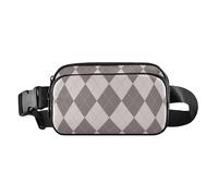 Cute Waist Pack Crossbody Bag for Women Men Teenagers Multipurpose Cross Body Bag Belt Pack with, Argyle Buffalo Plaid Tartan Check Scotland Brown Beige, 8" x 5.3" x 2.3", Retro, Argyle Buffalo Plaid