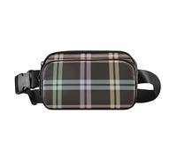 Cute Waist Pack Crossbody Bag for Women Men Teenagers Small Cross Body Bag Belt Pack with Adjustable, Rainbow Buffalo Plaid Tartan Check Scotland Brown, 8" x 5.3" x 2.3", Retro, Rainbow Buffalo Plaid