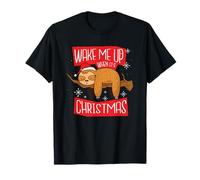 Cute Wake Me Up When It's Christmas Sleeping Holiday Sloth T-Shirt