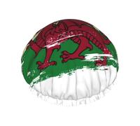 Cute Wales Flag Shower Caps for Women Elastic and Reusable Bath Caps Welsh Protection Hair Bath Hat