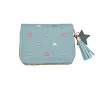 Cute Wallet for Girls and Boys Women's Mini Wallet Made of Soft PU Leather with Zip and Star Tassel Pendant Coin Compartment and Card Slots, Model A, 1, American