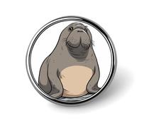 Cute Walrus Round Badge Cute Enamel Lapel Pin Brooches Button Pin Personalized Clothing Decoration Unisex Badge Holder Hats Bags Shirts Decor