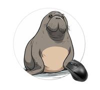 Cute Walrus Round Mouse Pad Smooth Glide Gaming Mousepad Extra Density Portable Comfortable Mouse Mat for Desk, Home, Office 7.8x7.8 Inches