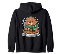 Cute Walrus Winter on Ice Zip Hoodie