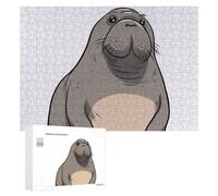 Cute Walrus Wooden Puzzles for Adults 300 PCS Unique Shape Puzzles Wall Art Home Decor for Puzzle Lovers, Family, Friend Creative Gift Toys