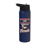 Cute Warning May Spontaneously Talk About Ferrets Pet Lover Stainless Steel Insulated Water Bottle