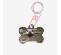 Cute Water Tower Printing Acrylic Dog Bone Ornament,Dog Tags Personalized Pet Ornament, Key Chain Bone Shaped Id Tags