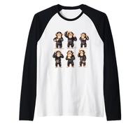Cute Watercolor Baby Chimpanzee Poses Animal Lover Raglan Baseball Tee