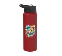 Cute Watercolor Bear Colorful Splatter Artwork Stainless Steel Insulated Water Bottle