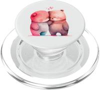 Cute Watercolor Bears Hugging Love Hearts Design PopSockets PopGrip for MagSafe