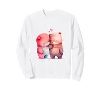 Cute Watercolor Bears Hugging Love Hearts Design Sweatshirt