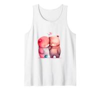 Cute Watercolor Bears Hugging Love Hearts Design Tank Top
