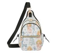 Cute Watercolor Christmas Angels all over Print Crossbody Bag Art Print Weekend Trip