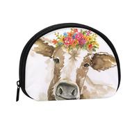 Cute Watercolor CowSmall Makeup Sanitary Napkin Storage Bag,Women's Cosmetic Coin Purse