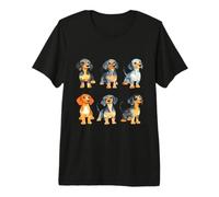 Cute Watercolor Dachshund Puppies Dog Lover Art Premium T-Shirt