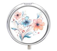 Cute Watercolor Flowers Small Pill Box 3 Grids Travel Pill Case Portable Daily Pill Organizer with Anti-Mixing Design Easy to Retrieve Meds for Medication, Vitamin, Supplements