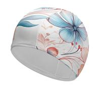 Cute Watercolor Flowers Swim Cap Unisex Adult Swimming Cap Non Slip Pool Hat Comfortable Durable Easy to Put On and Off Waterproof Swim Hat Keep Hair Dry