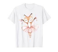 Cute Watercolor Fox Ballerina Dance Art T-Shirt