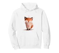 Cute Watercolor Fox Coffee Cup Lover Animal Design Pullover Hoodie