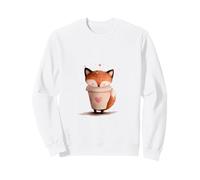 Cute Watercolor Fox Coffee Cup Lover Animal Design Sweatshirt