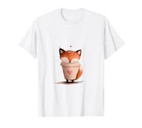 Cute Watercolor Fox Coffee Cup Lover Animal Design T-Shirt