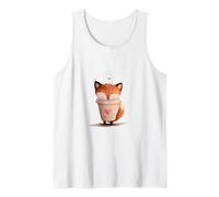 Cute Watercolor Fox Coffee Cup Lover Animal Design Tank Top