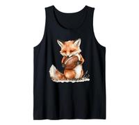 Cute Watercolor Fox Hugging American Football Fan Tank Top