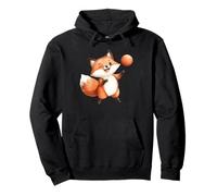 Cute Watercolor Fox Playing Soccer Ball Pullover Hoodie