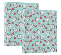 Cute Watercolor Hedgehogs Apples 3 D-Ring Binder A4 2 Pack with 200 Sheet for Kids School Supplies Women Men Office