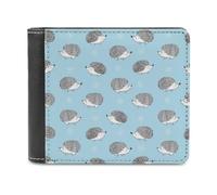 Cute Watercolor Hedgehogs Blue Fantasy Men's Bifold Wallet Slim Cash Card Holder Leather Purse