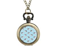 Cute Watercolor Hedgehogs Blue Fantasy Vintage Pocket Watch Alloy Pendant Watches Necklace Gift for Men Women Coppery-Style