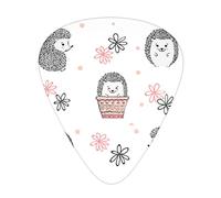Cute Watercolor Hedgehogs Heart Guitar Paddle Set Of 12, Suitable For Guitar, Yukri, 3 Thicknesses