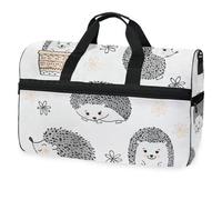 Cute Watercolor Hedgehogs Travel Duffel Bag for Men Women Boys Girls Teens,Oversized Sports Gym Bag with Shoes Compartment Overnight Weekend Yoga Workout Bag Training Handbag