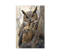 Cute Watercolor Nursery Room, Mama Owl And Little Owl, Kids Room, Mommy And Me, Beautiful Nursery Illustration, AIt Canvas Poster Wall Art Decor Print Picture Paintings for Living Room Bedroom Decorat