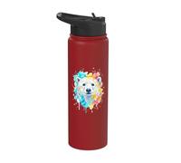 Cute Watercolor Polar Bear Colorful Splatter Art Stainless Steel Insulated Water Bottle