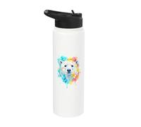 Cute Watercolor Polar Bear Colorful Splatter Art Stainless Steel Insulated Water Bottle