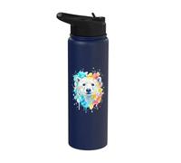 Cute Watercolor Polar Bear Colorful Splatter Art Stainless Steel Insulated Water Bottle